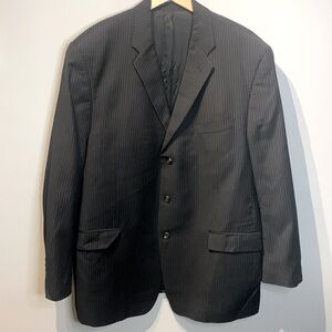 Chaps Black Pinstripe Wool Blazer Made In Canada